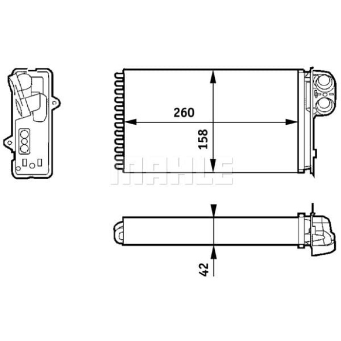 Renault Megane 1996-2001 Arası 1.4 i, 1.6 16V, 1.9 dTi, 1.6 i, 1.9 D, 1.9 dT, 1.6 e, 2.0 i Mahle Marka Kalorifer Radyatörü