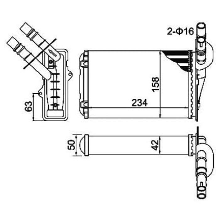 Renault Clio 1998-2016 Arası 1.2, 1.4 16V, 2.0 16V Sport, 1.6 16V, 1.4, 1.6, 1.9 D Magneti Marelli Marka Kalorifer Radyatörü