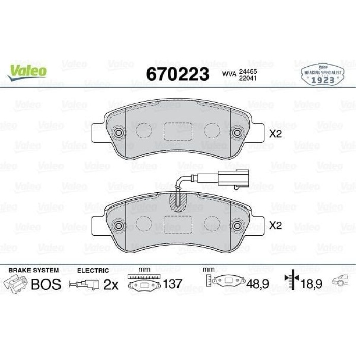 Fiat Ducato 2006-2010 Arası 140 Natural Power, 115 Multijet 2,0 D, 150 Multijet 3,0 D, 130 Multijet 2,3 D, 150 Multijet 2,3 D Valeo Marka Arka Balata