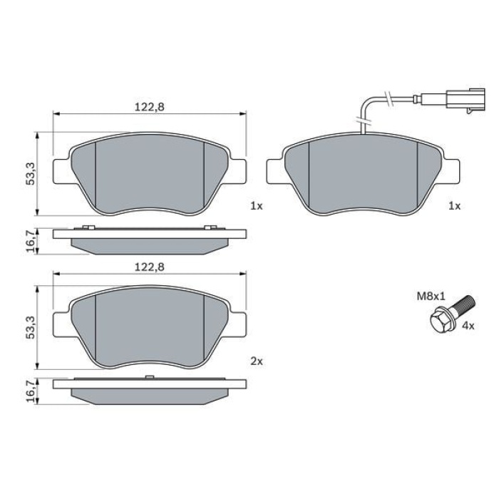 Fiat Stilo 2001-2010 Arası 1.2 16V, 1.4 16V, 1.6 16V Bosch Marka Ön Fişli Balata
