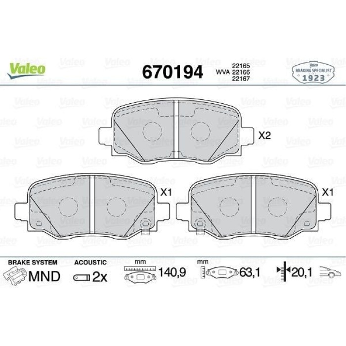 Fiat 500X 2014-2018 Arası 1.4 Valeo Marka Ön Balata