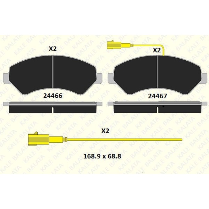 Fiat Ducato 2006-2010 Arası 140 Natural Power, 115 Multijet 2,0 D, 150 Multijet 3,0 D, 130 Multijet 2,3 D, 150 Multijet 2,3 D Kale Marka Ön Balata