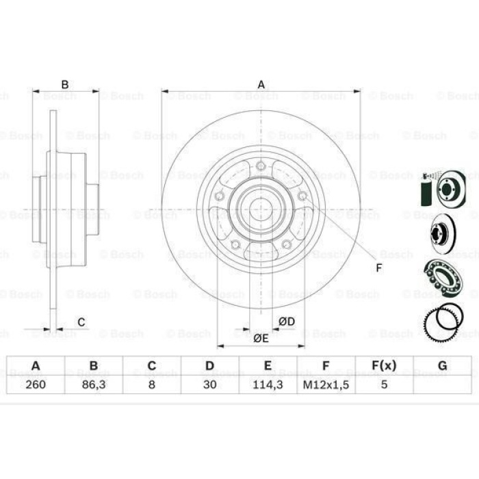Megane IV 1.3 Tce Arka Fren Diski Rulmanlı Bosch BOS-0986479E78