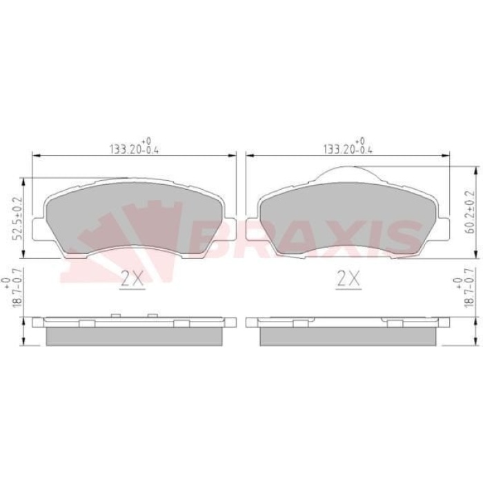 Citroen C-Elysee 2012-2016 Arası 1.2 VTi 72, 1.6 HDI 92, 1.6 VTi 115 Braxis Marka Ön Balata