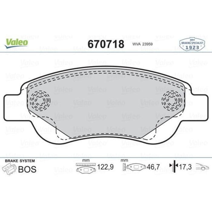 Citroen C1 2005-2018 Arası 1.4 HDi, 1.0, 1.0 VTi 68, 1.2 VTi 82, 1.0 VTi 72 Valeo Marka Ön Balata