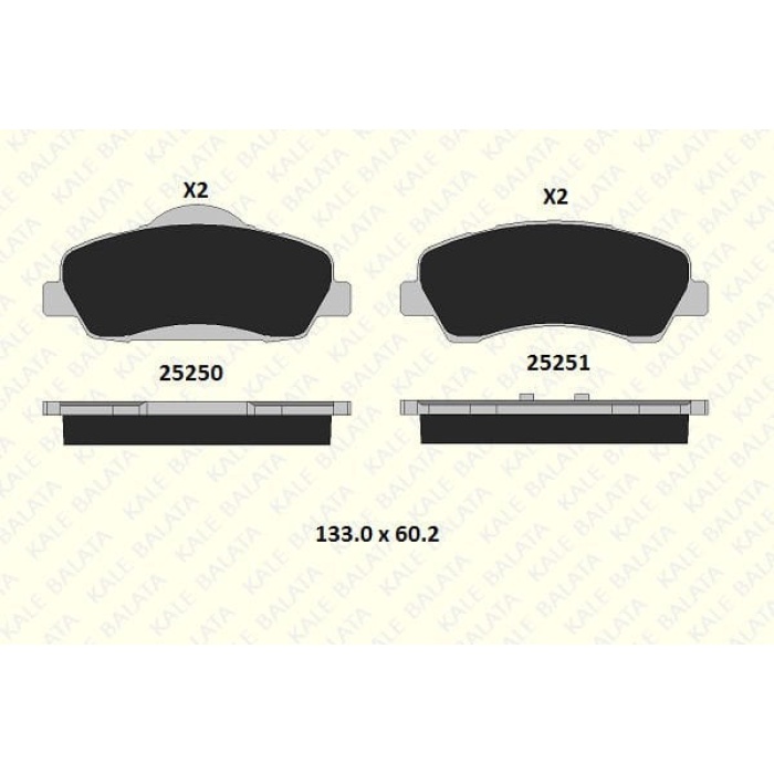 Citroen C-Elysee 2012-2016 Arası 1.2 VTi 72, 1.6 HDI 92, 1.6 VTi 115 Kale Marka Ön Balata