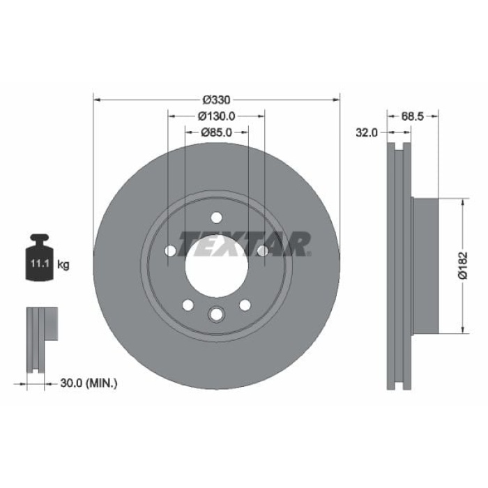 Volkswagen Touareg 2002-2018 Arası 3.0 V6 TDI, 3.2 V6, 3.6 V6 FSI, 4.2 V8, 4.2 V8 FSI Textar Marka Ön Fren Diski