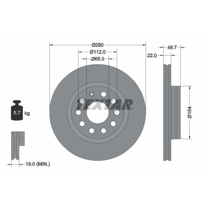 Skoda Octavia 2004-2013 Arası 1.6 LPG, 2.0 TDI 4x4, 1.6 TDI 4x4 Textar Marka Ön Fren Diski