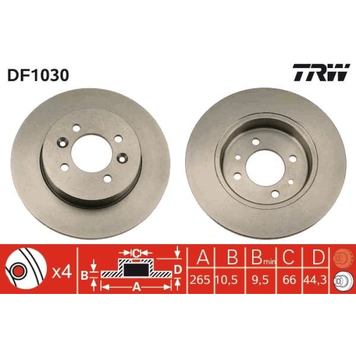 Renault Safrane 1992-1997 Arası 2.1 dT, 2.0 TRW Marka Arka Fren Diski