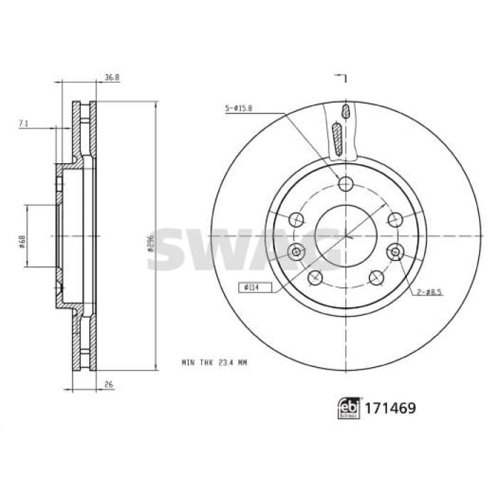 Renault Talisman 2015-2020 Arası 1.6 TCe 150, 1.6 dCi 130, 1.5 dCi 110 Swag Marka Ön Fren Diski