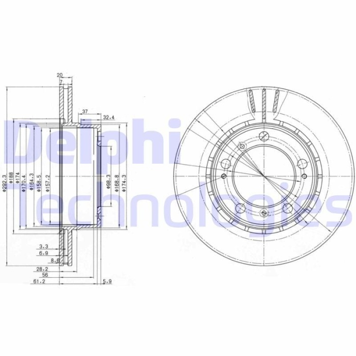 Porsche Cayman 2005-2013 Arası 2.7, S 3.4, 2.9 Delphi Marka Arka Delikli Fren Diski