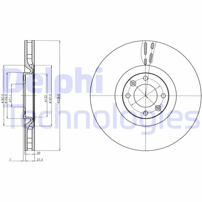 Peugeot 308 2009-2015 Arası 1.6 THP Delphi Marka Ön Fren Diski