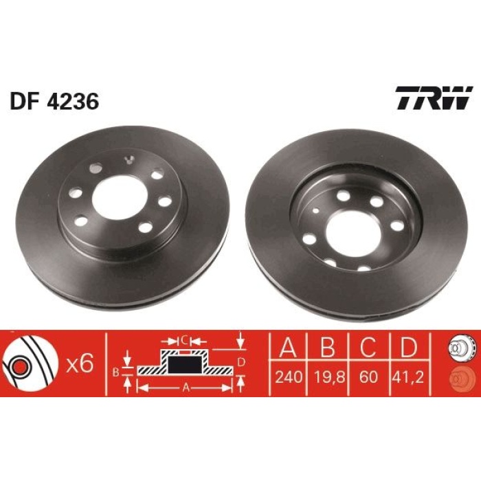 Opel Corsa 2000-2012 Arası 1.2, 1.2 16V, 1.2 Twinport, 1.7 DI 16V TRW Marka Ön Hava Soğutmalı Fren Diski