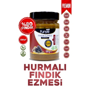Şeker İlavesiz Hurmalı Doğal Fındık Ezmesi - (330 gr)