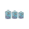 Floral Blue 3 lü Porselen Baharatlık Baharat Takımı Kavanoz