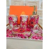 Lilyum Desen Porselen 5li Banyo Seti 31x20cm