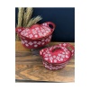 Seramik Kırmızı Oval Büyük Tencere Fırın Kabı 31x22 Cm