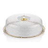 Hammered Whıte Gold Kek Standı 30cm