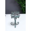 Antik Yeşil Metal Eskitme Ferforje Mumluk 20cm