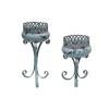 Antik Yeşil Metal Eskitme Ferforje Mumluk 28-20cm