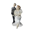 Polyester Gelin Damat Biblo Obje Silahlı Beyaz Çantalı 19cm