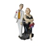 Polyester Gelin Damat Biblo Obje Silahlı Mor Çantalı 19cm