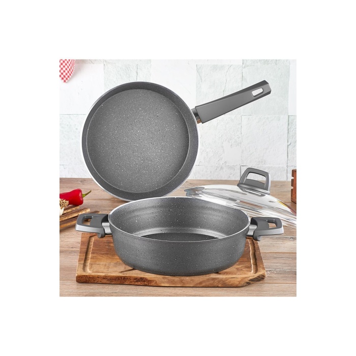 Quality Rc 305g 3 Parça Tencere Tava Seti Granitic Serisi