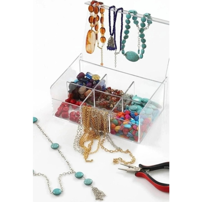 Çay Kutusu 6 Bölmeli Kapaklı Poşet Bitki Çayı Çok Amaçlı Saklama Kabı Özel Tasarım Büyük Tea Box