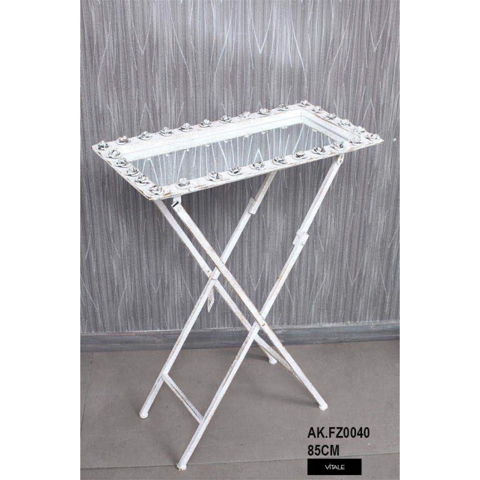 Retro Yan Sehpa, Metal Sehpa, Aynalı Sehpa, Salon, Yatak Odası, Antre FZ0040
