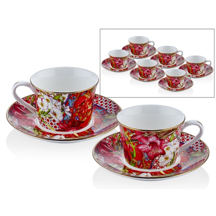 Lilyum Desen 6lı Çay Fincanı Seti
