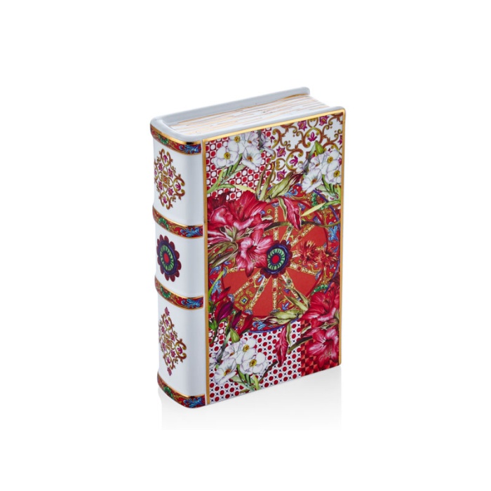 Lilyum Desen Porselen Büyük Dekoratif Kitap 19,5cm