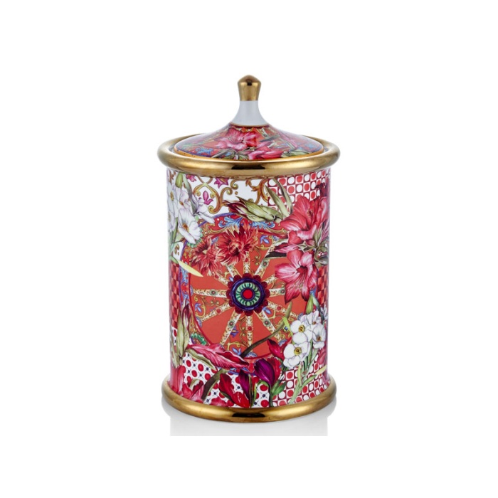 Lilyum Desen Porselen Baharatlık Kavanoz Large 27cm