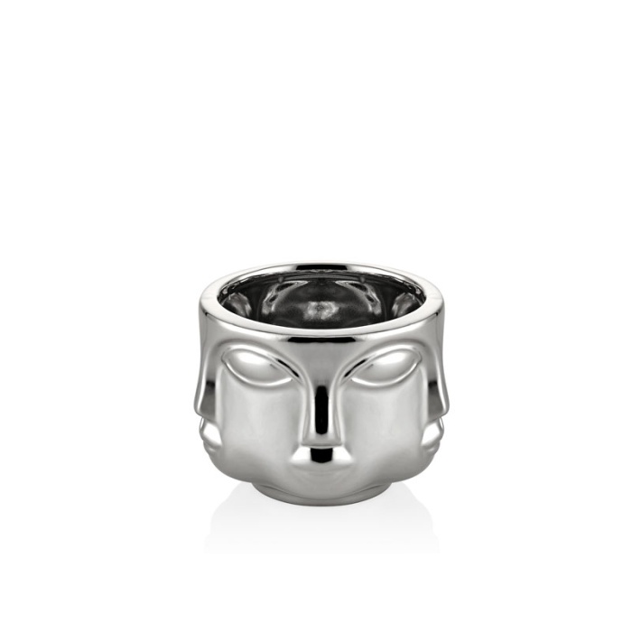 Havelka Suratlı Dekoratif Küçük Boy Saksı Parlak Silver 10cm
