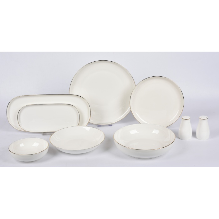 New Bone Porselen Gold Yaldızlı 30 Parça Yemek Takımı fk.118