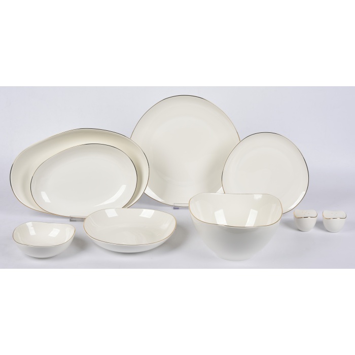 New Bone Porselen  Gold Yaldızlı 30 Parça Yemek Takımı fk.119
