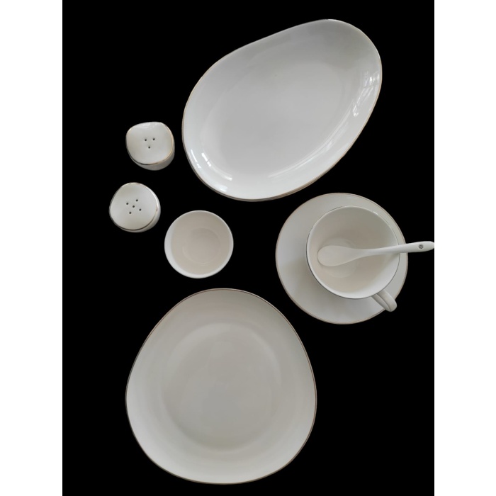 New Bone Porselen Gold Yaldızlı 32 Parça Kahvaltı Takımı fk.123