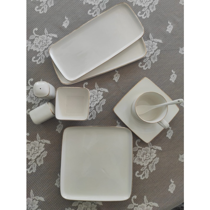 New Bone  Porselen Gold Yaldızlı 32 Parça Kahvaltı Takımı fk.121