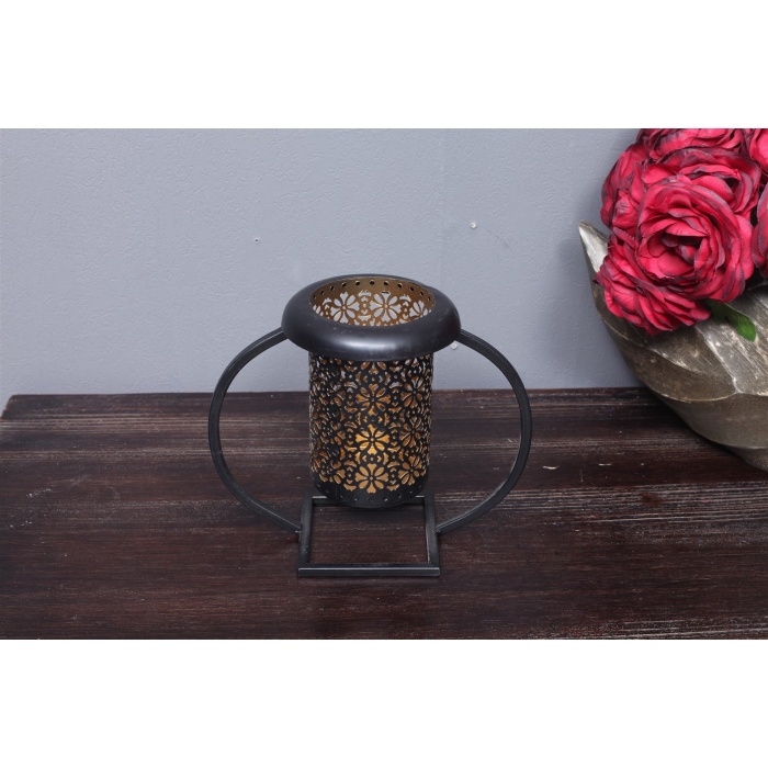 Rumi Kesme Metal Standlı Mumluk 17cm