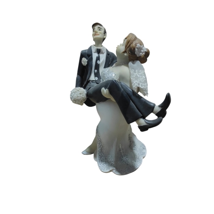 Polyester Gelin Damat Biblo Kucakta Siyah 18,5cm