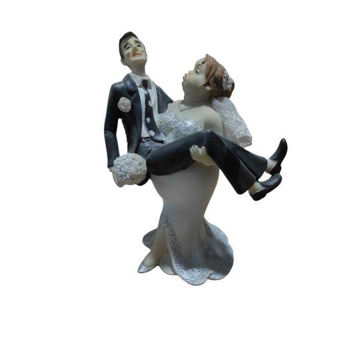 Polyester Gelin Damat Biblo Kucakta Siyah 18,5cm