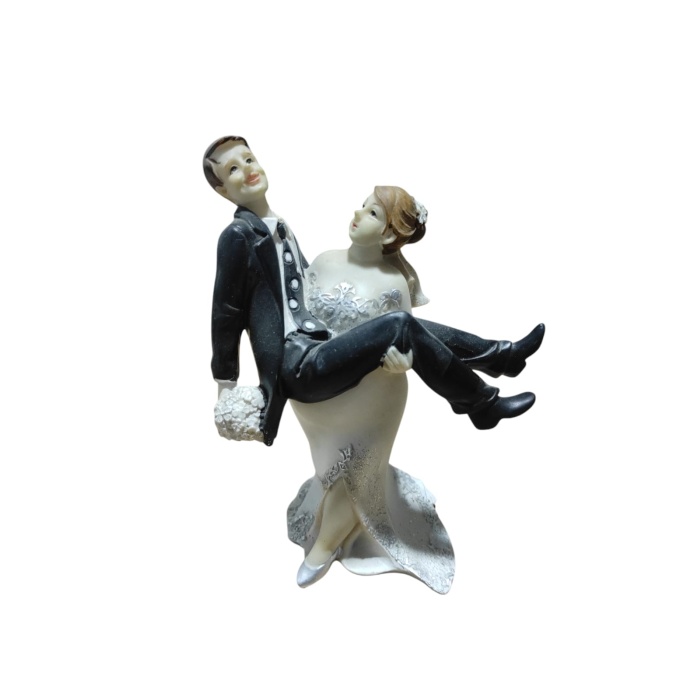 Polyester Gelin Damat Biblo Kucakta Siyah 15cm