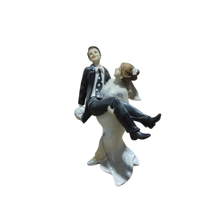 Polyester Gelin Damat Biblo Kucakta Siyah 15cm