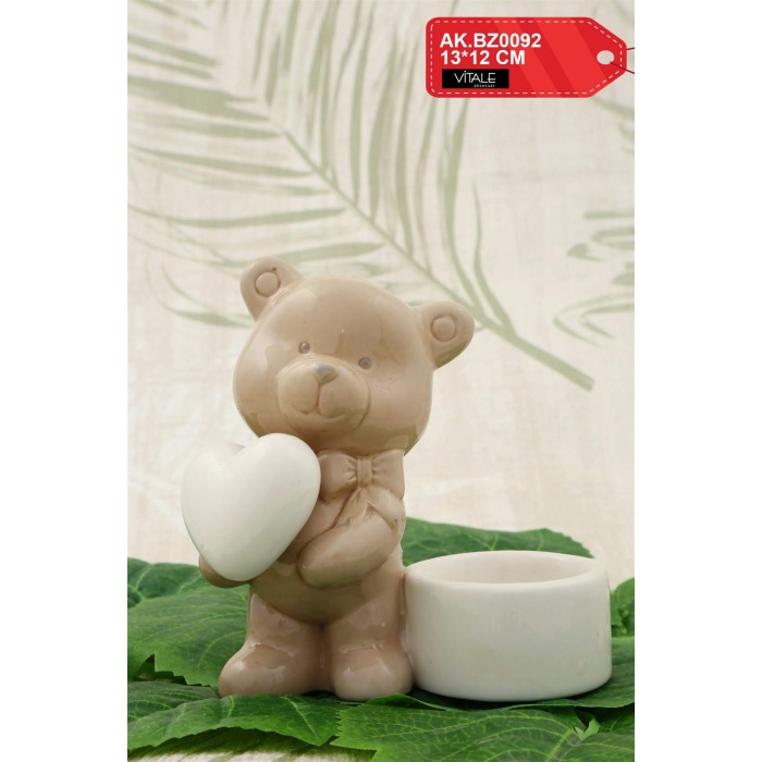 Lima Porselen T Light  Ayıcıklı Mumluk 12cm