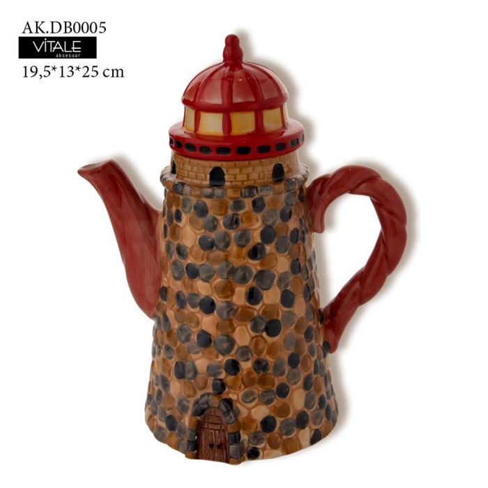 Denizfeneri Porselen Çaydanlık Lighthouse Teapot Dekoratif