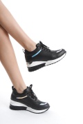 Elida siyah dolgu taban bağcıklı sneaker kadın ayakkabı