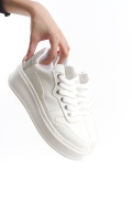 Estefany beyaz taşlı bağcıklı kadın sneaker ayakkabı