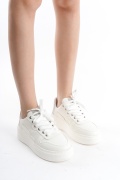 Estefany beyaz taşlı bağcıklı kadın sneaker ayakkabı