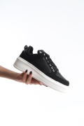 Glenda siyah arka ve dil rugan bağcıklı sneaker kadın ayakkabı
