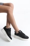 Glenda siyah arka ve dil rugan bağcıklı sneaker kadın ayakkabı