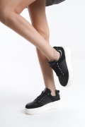 Glenda siyah arka ve dil rugan bağcıklı sneaker kadın ayakkabı